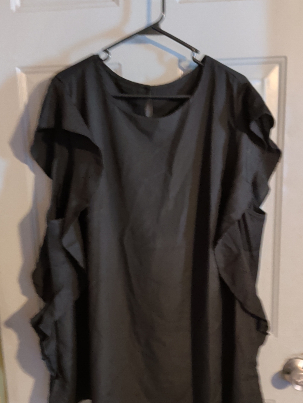 BloomChic Black Ruffle Sleeve Tunic Top